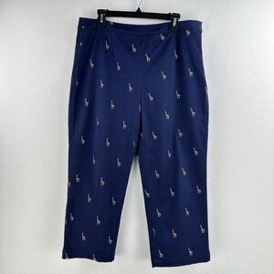 Coldwater Creek Capri Pants Womens‎ 12 Embroidered Giraffe Navy Blue Side Zip